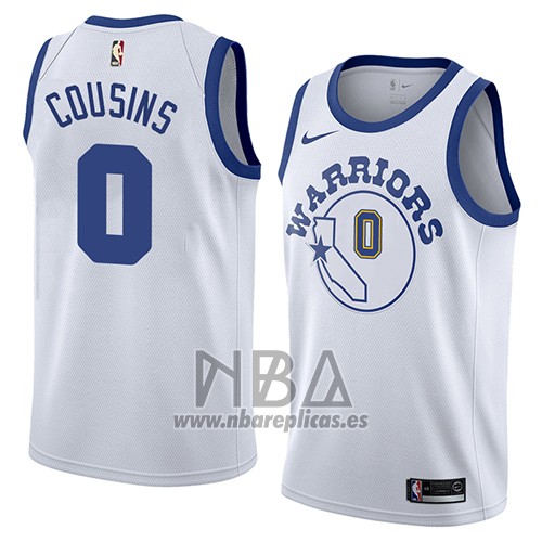 Camiseta Golden State Warriors Demarcus Cousins NO 0 Hardwood Classic 2018-19 Blanco